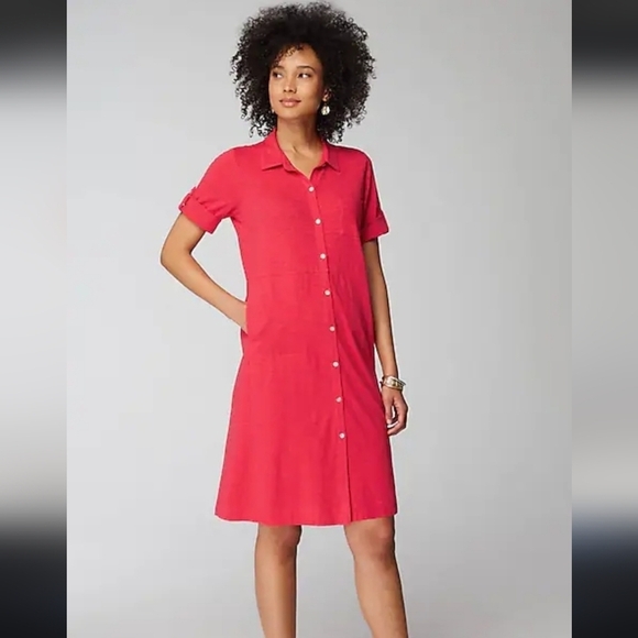 J. Jill Dresses & Skirts - J. Jill Women's Modal Cotton Red Button Up Midi Dress Size Small